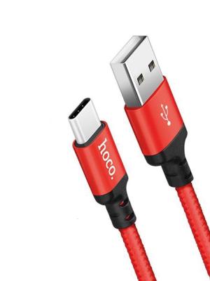 Кабель для зарядки Type-C USB HOCO X14 2м плетеный красно-черный