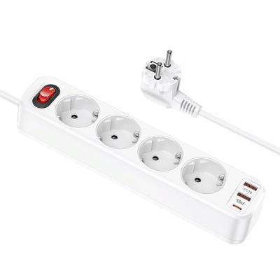 Сетевой фильтр HOCO NS1 4 гнезда + 2USB QC3.0 + PD 20W Type-C USB-C 1.8м белый