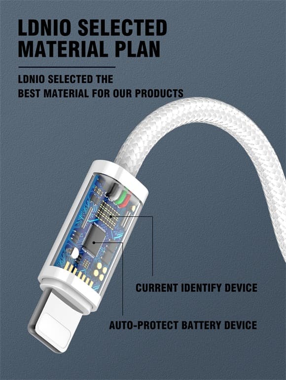 Кабель для зарядки iphone Lightning LDNIO LS901 25W 1м белый Кабель для зарядки iphone Lightning LDNIO LS901 25W 1м белый
