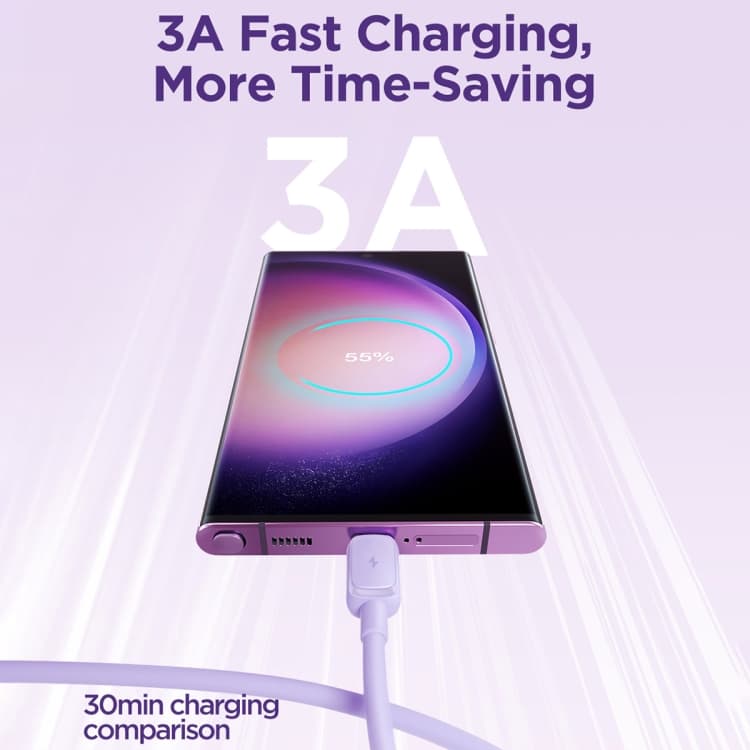 Кабель для зарядки Type-C USB Joyroom S-A14 1.2м 3A силикон фиолетовый Кабель для зарядки Type-C USB Joyroom S-A14 1.2м 3A силикон фиолетовый