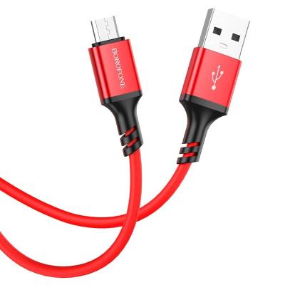 Кабель для зарядки Micro USB Borofone BX83 2.4A 1m огнестойкий силиконовый красный