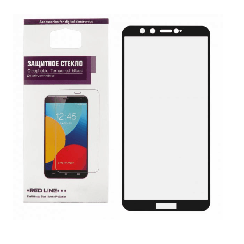 фото Защитное стекло для Huawei Honor 7A Pro/7C/Y6 2018/Y6 Prime 2018 Red Line Full Screen 3D черное