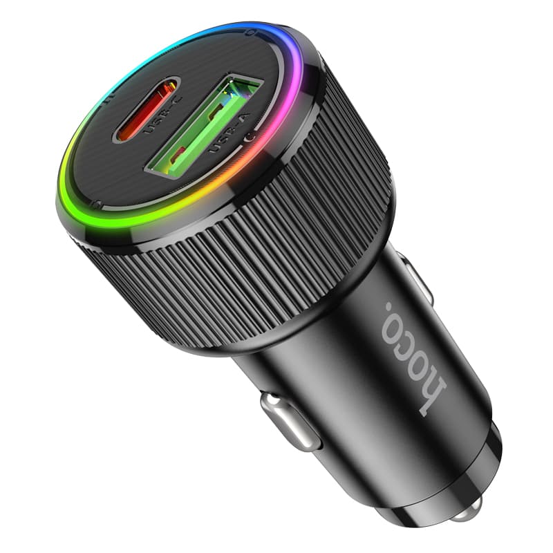 Изображение Автомобильное зарядное устройство HOCO NZ14A 38W PD 20W+QC3.0 / Type-C USB-C+USB черное фото Автомобильное зарядное устройство HOCO NZ14A 38W PD 20W+QC3.0 / Type-C USB-C+USB черное
