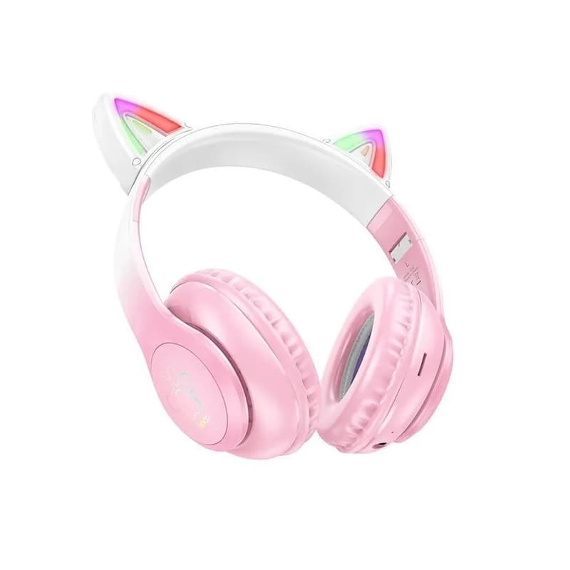 фото Наушники беспроводные накладные HOCO W42 Cat ear с ушками Cherry blossom цветущая вишня