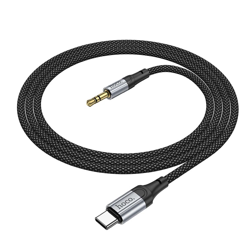 Кабель Aux Jack 3.5 - Type-C USB-C HOCO UPA26 1м плетеный черный Кабель Aux Jack 3.5 - Type-C USB-C HOCO UPA26 1м плетеный черный