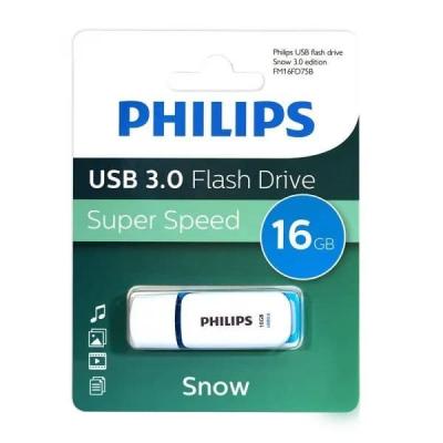Флеш-накопитель Philips SNOW USB 3.0 пластик белый синяя вставка 16Gb