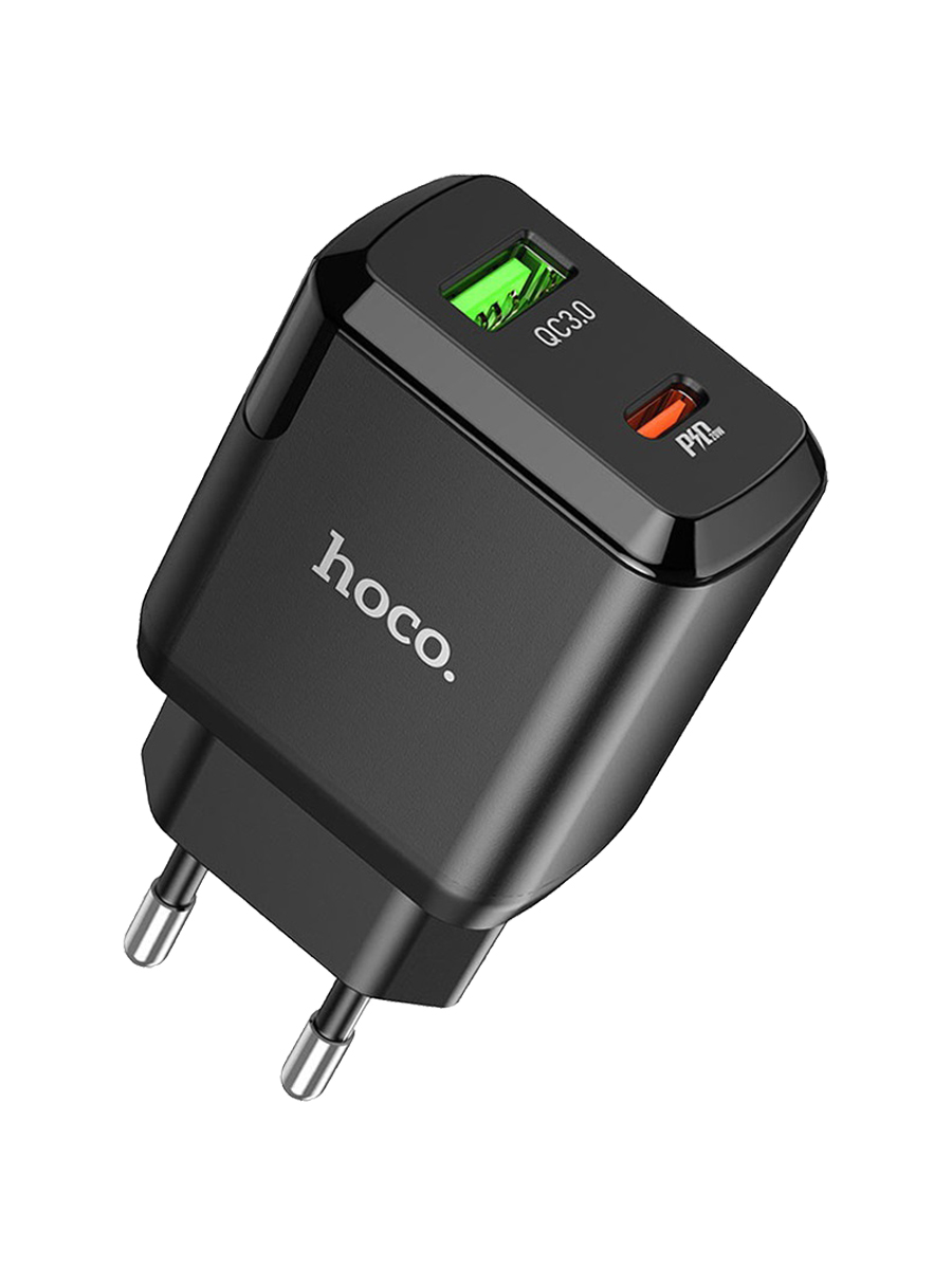 фото Сетевое зарядное устройство Адаптер Блок питания HOCO N5 PD 20W+QC3.0 / Type-C USB-C+USB черное