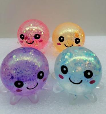 Сквиш антистресс игрушка мялка жми тяни осьминог с блестками