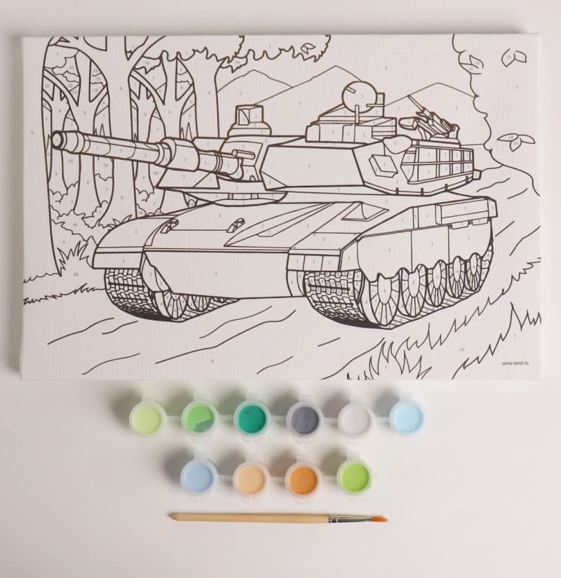Набор для творчества картина по номерам Танк 20х30см SimaLand 4971853