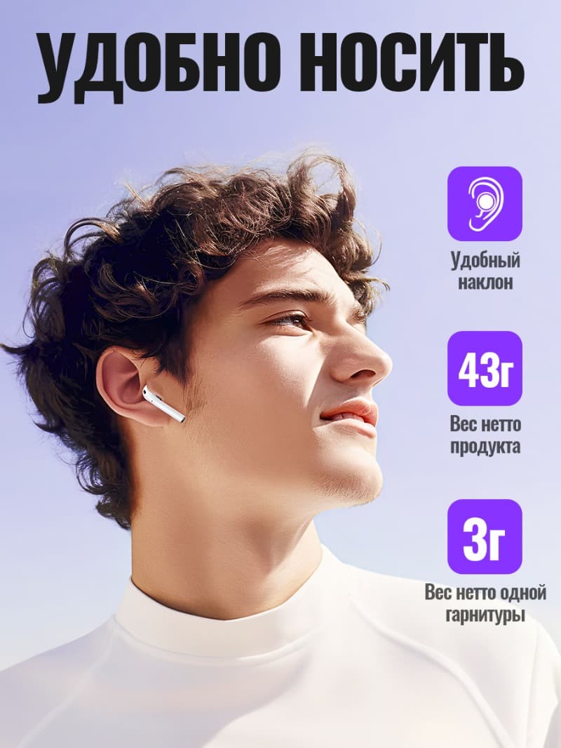 Изображение Наушники беспроводные Borofone BW25 белые  фото Наушники беспроводные Borofone BW25 белые