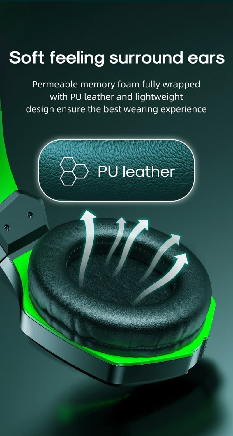 фото Наушники проводные накладные игровые Joyroom JR-HG1 Gaming черные с зеленым 