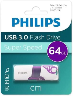 Флеш-накопитель Philips CITI USB 3.0 пластик белый фиолетовый 64Gb