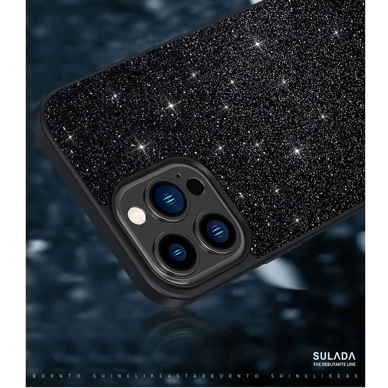 фото Чехол накладка для Samsung S22 SULADA Glittering Powder силикон+пластик черная с блеском, черный бампер