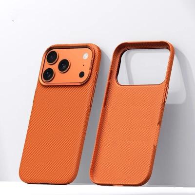 Чехол накладка для iphone 17 Pro Max (6.9) SULADA Grid Wake карбон пластик оранжевый 