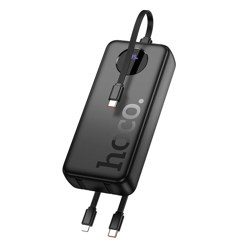 фото Внешний аккумулятор повербанк Power bank HOCO J132A 20000mAh 22.5W + PD 20W + QC3.0 с 3 встроенными кабелями и дисплеем черный