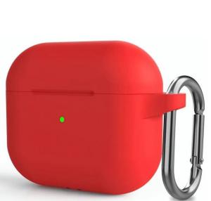 Чехол для наушников Pro 3 с карабином силикон красный
