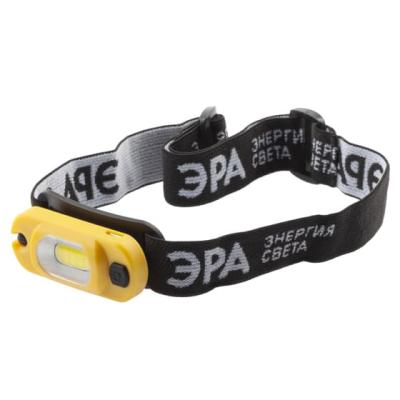 Фонарь светодиодный налобный ЭРА GA-801 Ультра 300mAh мощный яркий 4 режима желто-черный