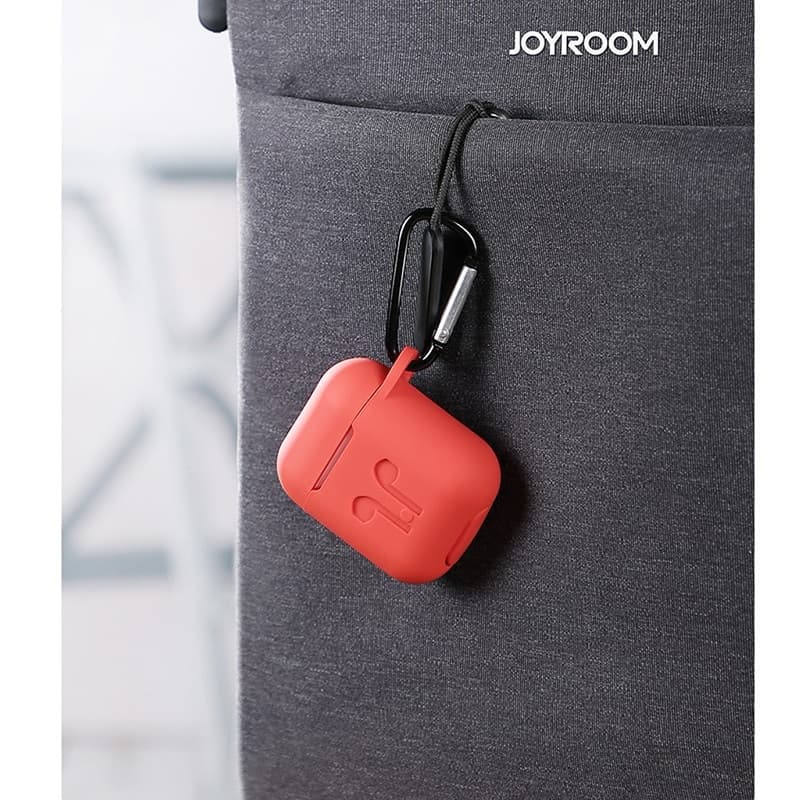 Изображение Наушники беспроводные Joyroom JR-T03S Plus NEW белые с тонким красным чехлом фото Наушники беспроводные Joyroom JR-T03S Plus NEW белые с тонким красным чехлом
