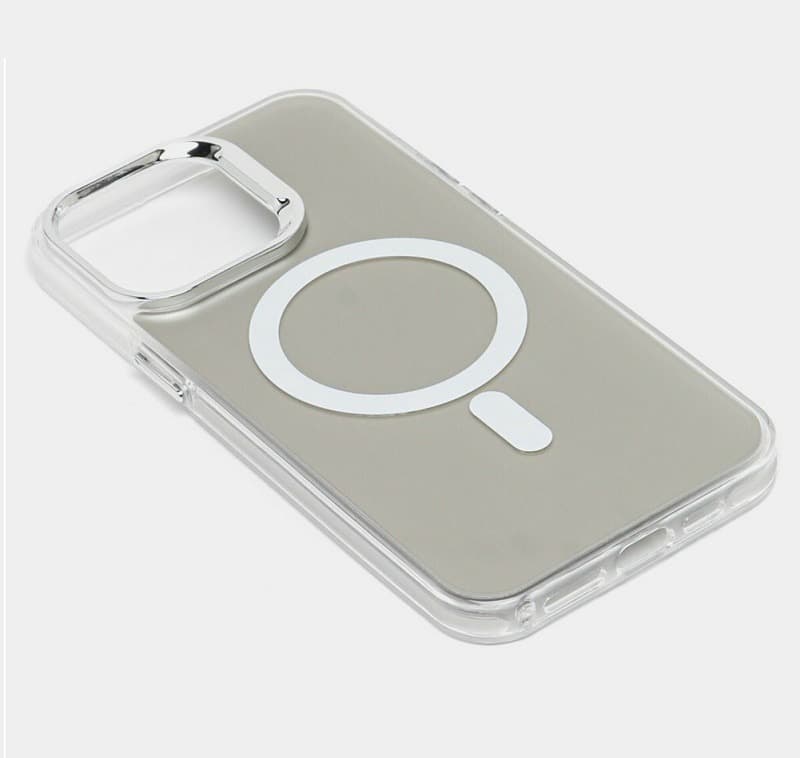 фото Чехол накладка для iphone 15 Pro Max (6.7) Magnetic силикон+пластик с магнитом для magsafe белая