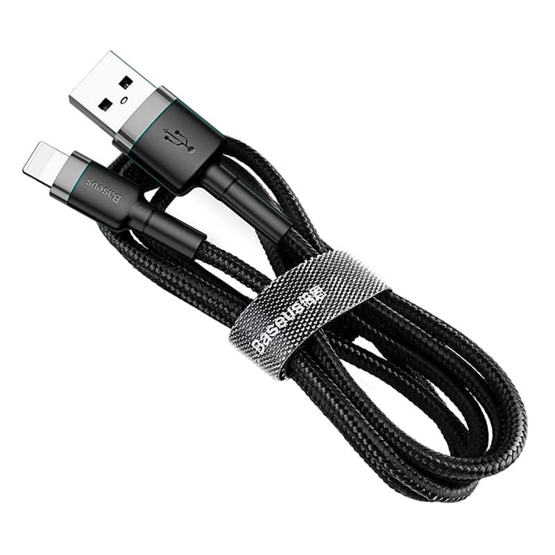 Кабель для зарядки iphone Lightning Baseus Cafule CALKLF-RG1 2A 3м черно-серый Кабель для зарядки iphone Lightning Baseus Cafule CALKLF-RG1 2A 3м черно-серый