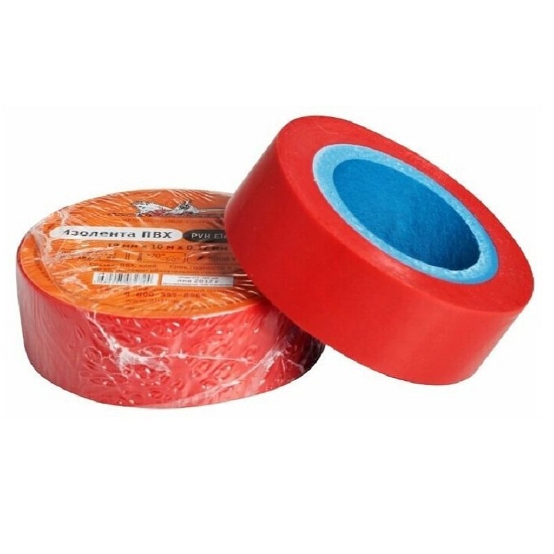 фото Изолента ПВХ, красная, 19 мм*10 м AIRLINE AIT-P-12