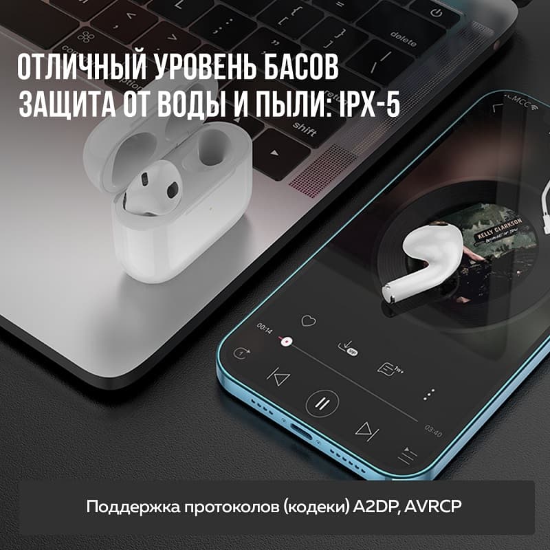 Изображение Наушники беспроводные Hoco EW20 белые фото Наушники беспроводные Hoco EW20 белые