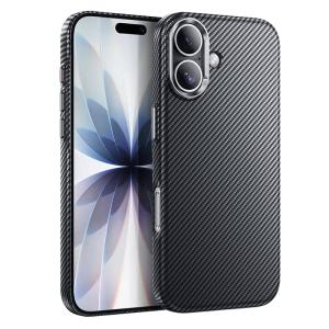 Чехол накладка для iphone 16 Pro (6.3) LUXO карбон пластик с магнитом для magsafe черный