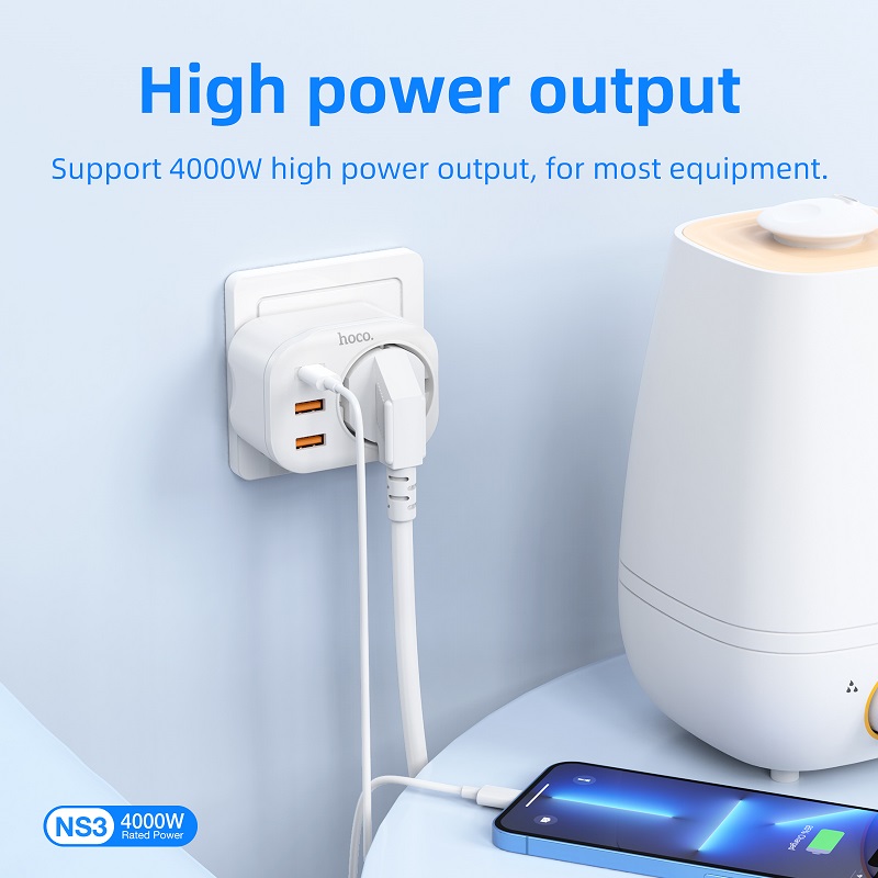 Сетевой фильтр HOCO NS3 1 гнездо + PD 20W + 2USB QC3.0 18W белый