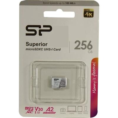 Карта памяти Silicon Power MicroSDXC Class 10 Superior UHS-1 U3 V30 A1 R/W 100/80MB/s без адаптера 256Gb