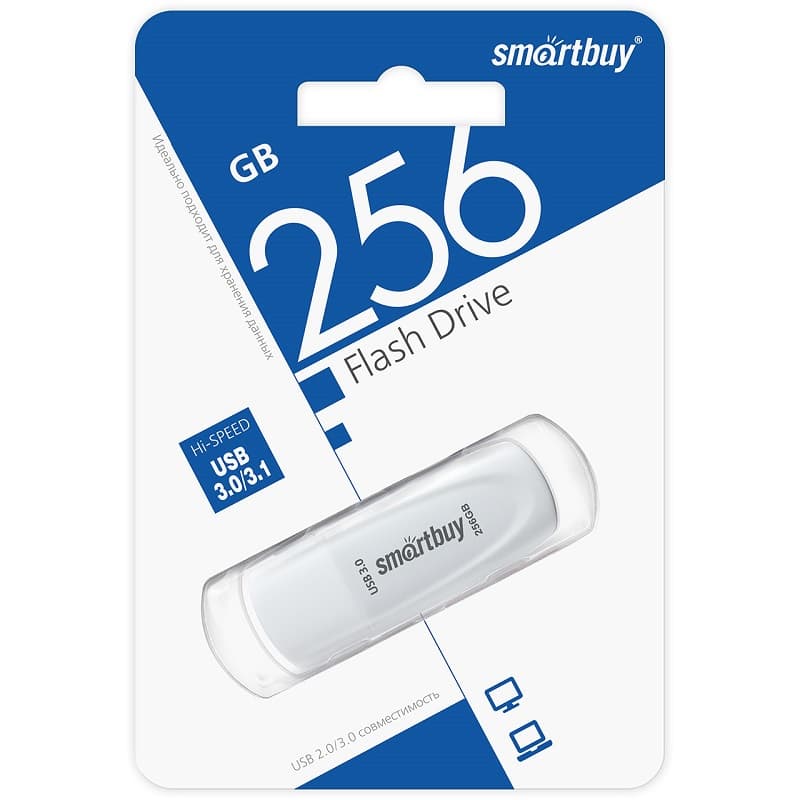 Изображение Флеш-накопитель Smartbuy Scout USB 3.0/3.1 белый 256Gb Изображение Флеш-накопитель Smartbuy Scout USB 3.0/3.1 белый 256Gb