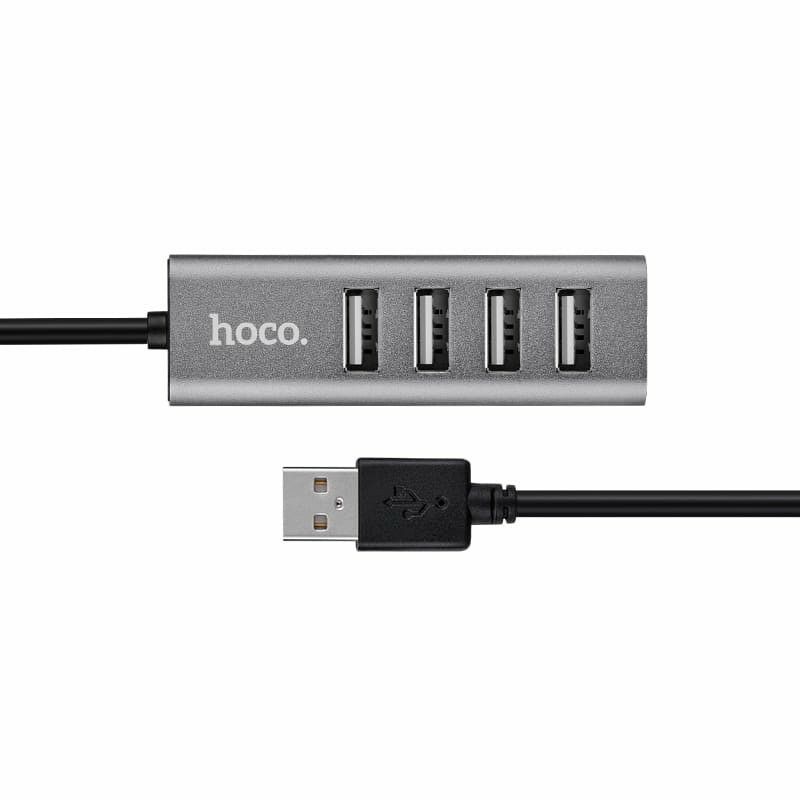 Разветвитель адаптер переходник USB HUB Хаб HOCO HB1 4 порта USB 2.0 серый