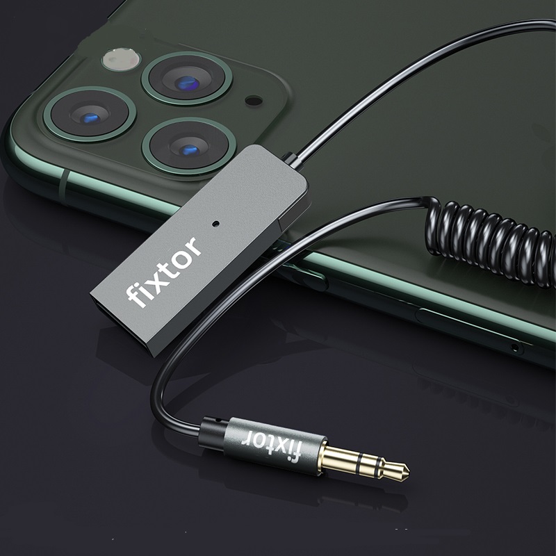 фото Блютуз aux FM трансмиттер bluetooth адаптер ресивер Fixtor BUA2 черный