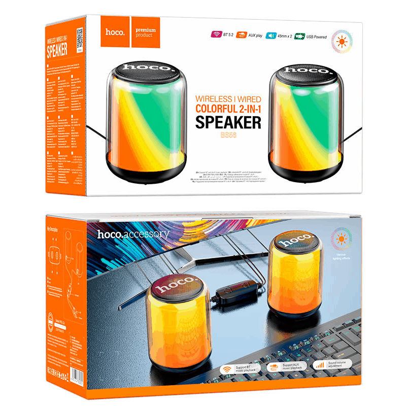 Акустическая система Hoco BS56 Colorful BT 2в1 черная Акустическая система Hoco BS56 Colorful BT 2в1 черная