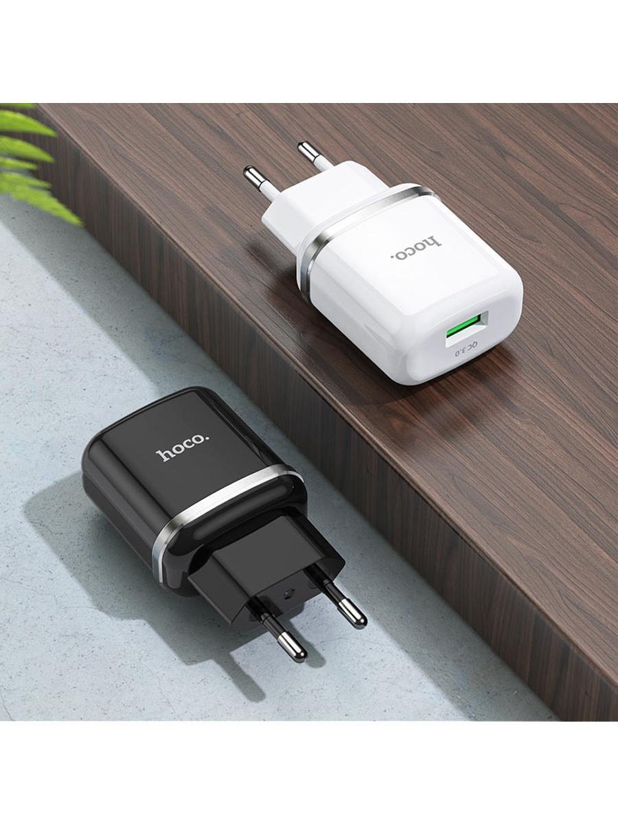 фото Сетевое зарядное устройство Адаптер Блок питания HOCO N3 USB QC3.0 18W черное
