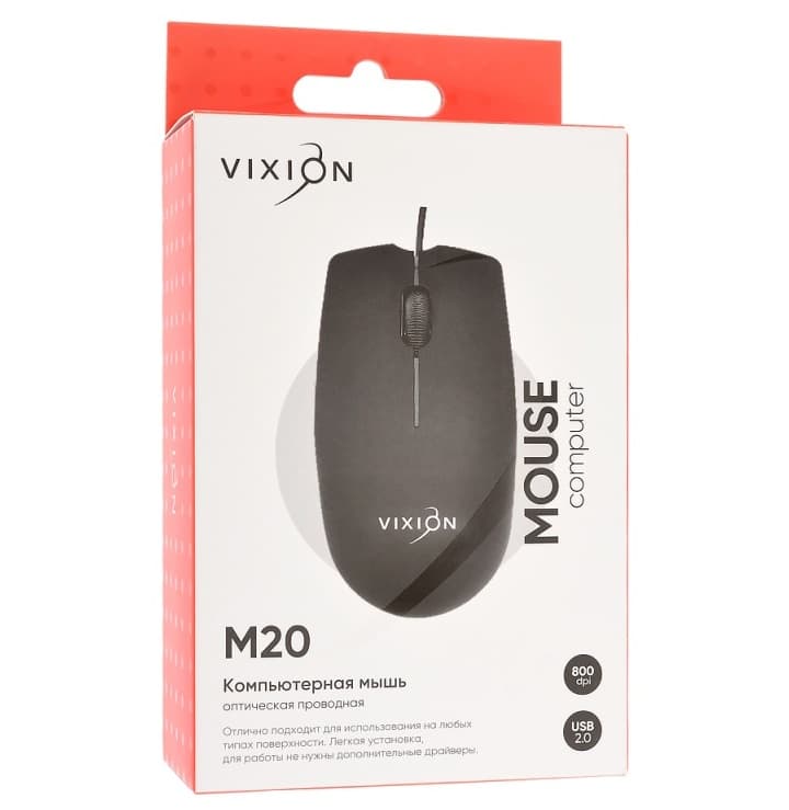 Мышь проводная VIXION M20 черная 800dpi