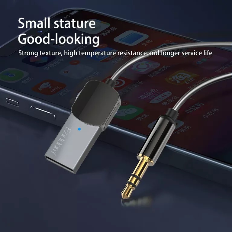 фото Блютуз aux FM трансмиттер bluetooth адаптер ресивер Ealdom ET-M64 черный