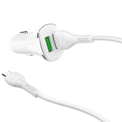 Автомобильное зарядное устройство + кабель Micro USB HOCO Z31 QC3.0 2USB 3,4A белый