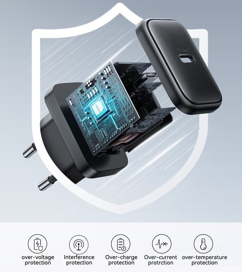 Изображение Сетевое зарядное устройство + кабель Type-C to Type-C Joyroom JR-TCF23EU PD25W Type-C USB-C черный фото Сетевое зарядное устройство + кабель Type-C to Type-C Joyroom JR-TCF23EU PD25W Type-C USB-C черный