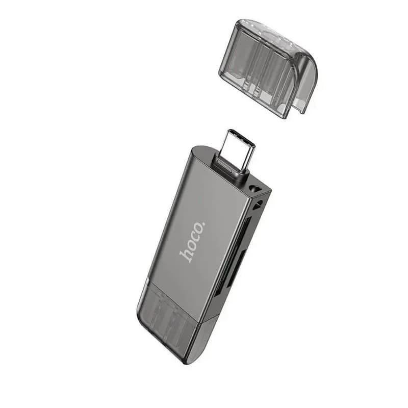 Картридер Hoco HB39 USB 3.0/Type-C 3.0 на SD/TF серый