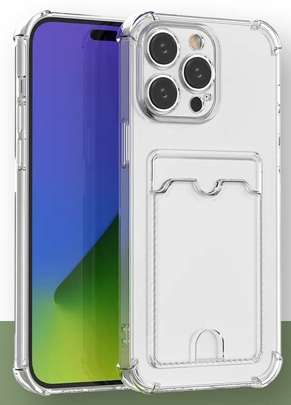 фото Чехол накладка для Xiaomi Redmi 15 4G с карманом для карты картхолдером с защищенными углами и камерой силикон прозрачная