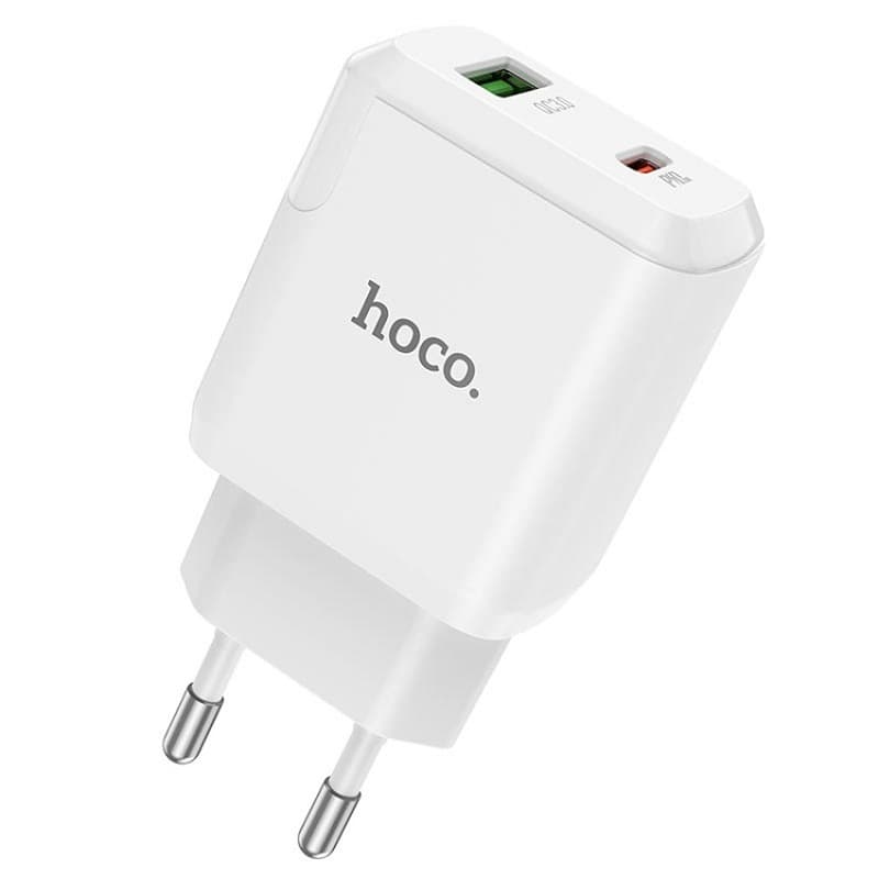 фото Сетевое зарядное устройство Адаптер Блок питания HOCO N5 PD 20W+QC3.0 / Type-C USB-C+USB белое