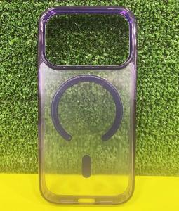 Чехол накладка для iphone 17 Pro (6.3) Magnetic силикон+пластик с магнитом для magsafe прозрачная с фиолетовым бампером