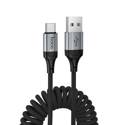 Кабель для зарядки Type-C USB HOCO X121 1.5м 3A пружина в оплетке черный