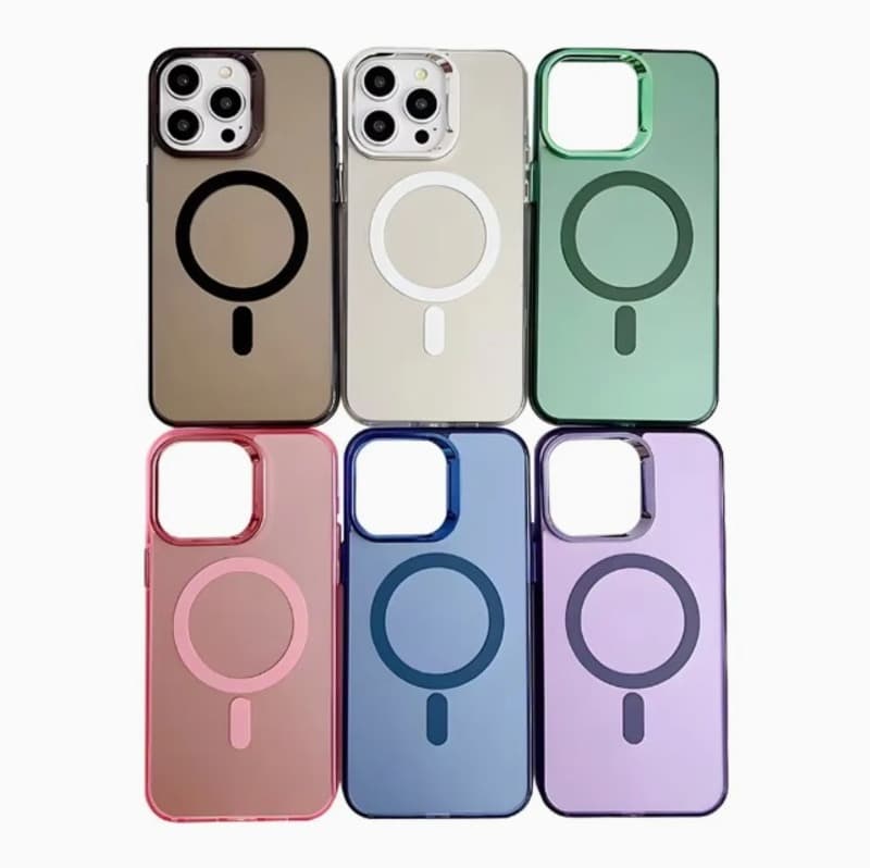 фото Чехол накладка для iphone 15 Pro Max (6.7) Magnetic силикон+пластик с магнитом для magsafe белая