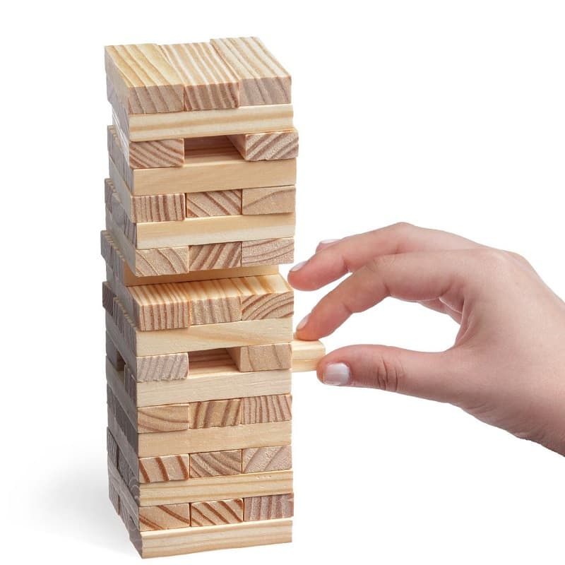 Настольная игра падающая башня Jenga 54 бруска Настольная игра падающая башня Jenga 54 бруска