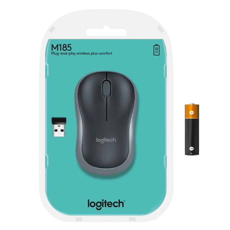 Мышь беспроводная Logitech M185 1000dpi черно-синяя