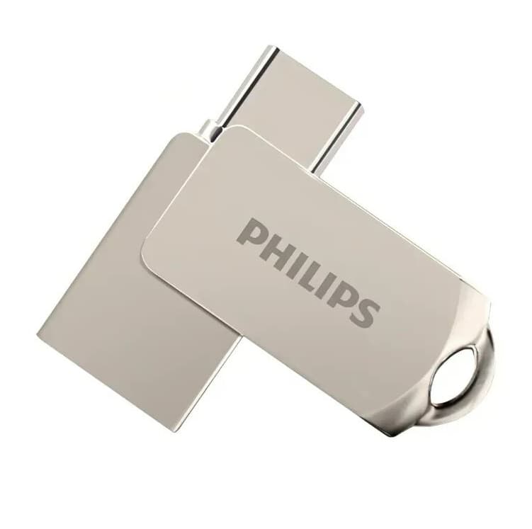 Изображение Флеш-накопитель Philips 2в1 USB 3.2 Type-C металл серый 32Gb