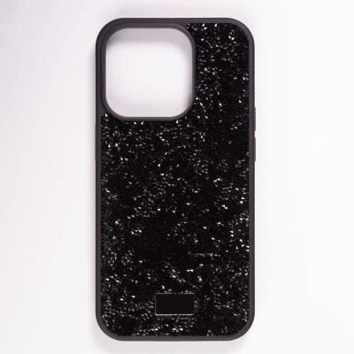 Чехол накладка для iphone 13 (6.1)/14 (6.1) силикон+пластик стразы черная