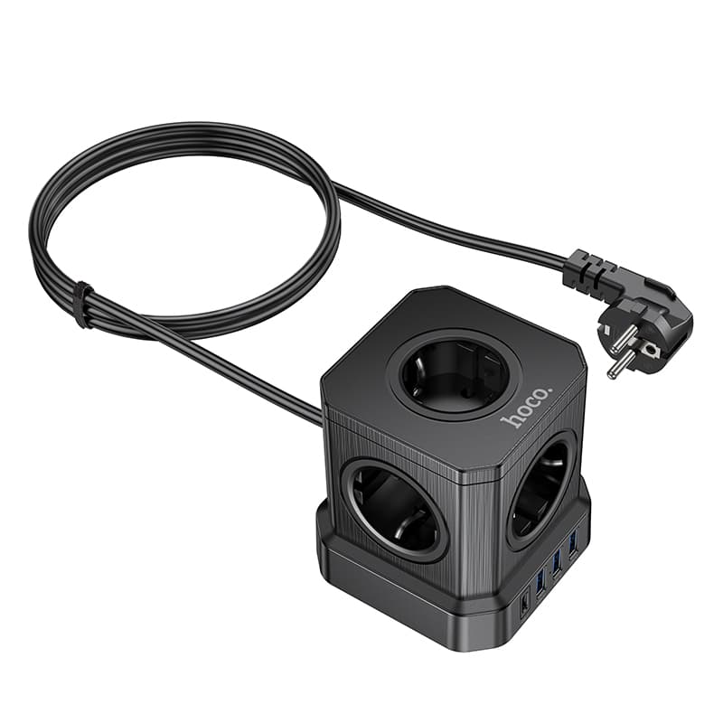 Сетевой фильтр HOCO NS8 5 гнезд + Type-C USB-C + 3USB 2м 4000W PD20W черный Сетевой фильтр HOCO NS8 5 гнезд + Type-C USB-C + 3USB 2м 4000W PD20W черный