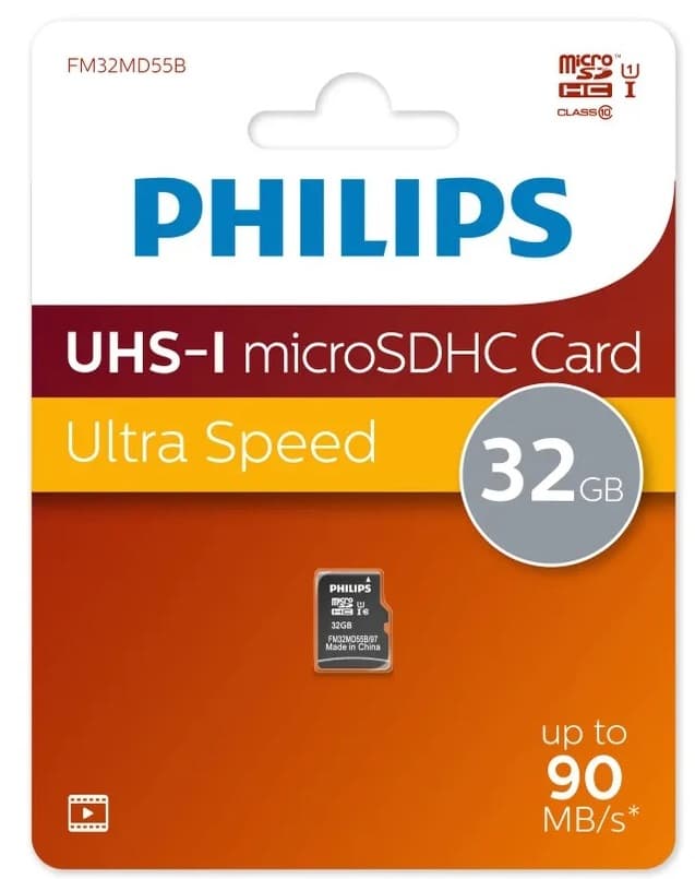 Изображение Карта памяти Philips Micro SDHC Class 10 90MB/s UHS-I U1 32Gb без адаптера FM32MD55B